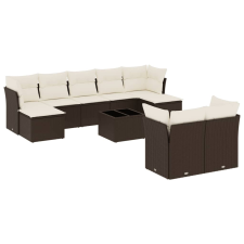 vidaXL 10 részes barna polyrattan kerti ülőgarnitúra párnákkal (3218323) kerti bútor