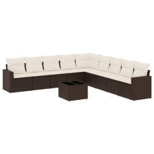 vidaXL 10 részes barna polyrattan kerti ülőgarnitúra párnákkal (3219093) kerti bútor