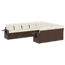 vidaXL 10 részes barna polyrattan kerti ülőgarnitúra párnákkal (3220692) kerti bútor