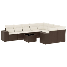 vidaXL 10 részes barna polyrattan kerti ülőgarnitúra párnákkal (3223052) kerti bútor