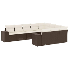 vidaXL 10 részes barna polyrattan kerti ülőgarnitúra párnákkal (3223092) kerti bútor