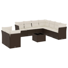 vidaXL 10 részes barna polyrattan kerti ülőgarnitúra párnákkal (3249692) kerti bútor