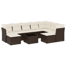 vidaXL 10 részes barna polyrattan kerti ülőgarnitúra párnákkal (3250422) kerti bútor