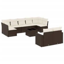 vidaXL 10 részes barna polyrattan kerti ülőgarnitúra párnákkal (3251770) kerti bútor