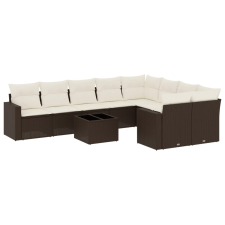 vidaXL 10 részes barna polyrattan kerti ülőgarnitúra párnákkal (3251790) kerti bútor