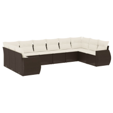 vidaXL 10 részes barna polyrattan kerti ülőgarnitúra párnákkal (3254210) kerti bútor