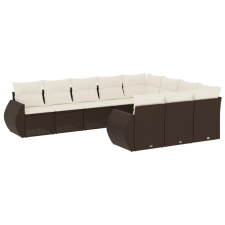vidaXL 10 részes barna polyrattan kerti ülőgarnitúra párnákkal (3254230) kerti bútor