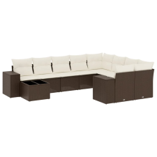 vidaXL 10 részes barna polyrattan kerti ülőgarnitúra párnákkal (3255400) kerti bútor