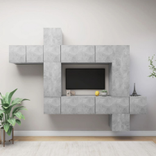 vidaXL 10 részes betonszürke forgácslap TV-szekrényszett bútor