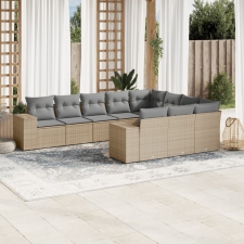 vidaXL 10 részes bézs polyrattan kerti ülőgarnitúra párnával kerti bútor