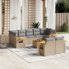 vidaXL 10 részes bézs polyrattan kerti ülőgarnitúra párnával kerti bútor