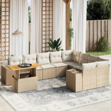 vidaXL 10 részes bézs polyrattan kerti ülőgarnitúra párnával kerti bútor
