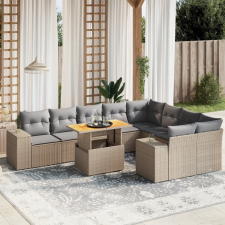 vidaXL 10 részes bézs polyrattan kerti ülőgarnitúra párnával kerti bútor