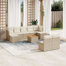 vidaXL 10 részes bézs polyrattan kerti ülőgarnitúra párnával kerti bútor