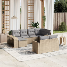 vidaXL 10 részes bézs polyrattan kerti ülőgarnitúra párnával kerti bútor