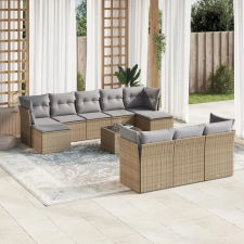 vidaXL 10 részes bézs polyrattan kerti ülőgarnitúra párnával kerti bútor