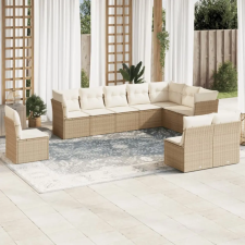 vidaXL 10 részes bézs polyrattan kerti ülőgarnitúra párnával kerti bútor