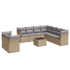 vidaXL 10 részes bézs polyrattan kerti ülőgarnitúra párnával (3217849) kerti bútor