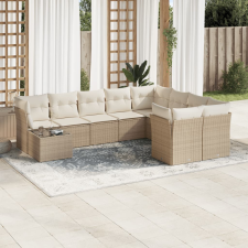 vidaXL 10 részes bézs polyrattan kerti ülőgarnitúra párnával (3218188) kerti bútor