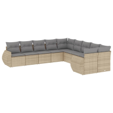 vidaXL 10 részes bézs polyrattan kerti ülőgarnitúra párnával (3221908) kerti bútor