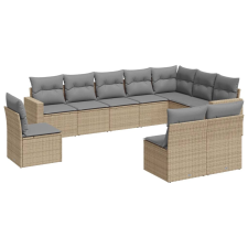 vidaXL 10 részes bézs polyrattan kerti ülőgarnitúra párnával (3251446) kerti bútor