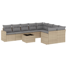 vidaXL 10 részes bézs polyrattan kerti ülőgarnitúra párnával (3251786) kerti bútor