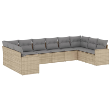 vidaXL 10 részes bézs polyrattan kerti ülőgarnitúra párnával (3251806) kerti bútor