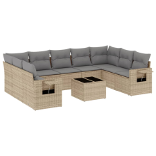 vidaXL 10 részes bézs polyrattan kerti ülőgarnitúra párnával (3252946) kerti bútor