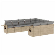 vidaXL 10 részes bézs polyrattan kerti ülőgarnitúra párnával (3253026) kerti bútor