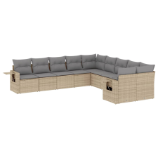 vidaXL 10 részes bézs polyrattan kerti ülőgarnitúra párnával (3253046) kerti bútor