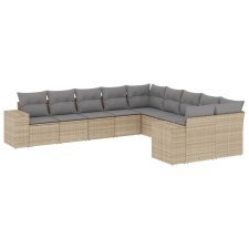 vidaXL 10 részes bézs polyrattan kerti ülőgarnitúra párnával (3255446) kerti bútor