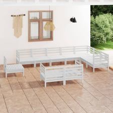vidaXL 10 részes fehér tömör fenyőfa kerti ülőgarnitúra kerti bútor