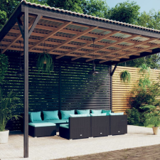 vidaXL 10-részes fekete polyrattan kerti ülőgarnitúra párnákkal kerti bútor
