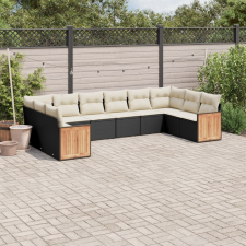 vidaXL 10 részes fekete polyrattan kerti ülőgarnitúra párnákkal kerti bútor