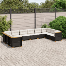 vidaXL 10 részes fekete polyrattan kerti ülőgarnitúra párnákkal kerti bútor