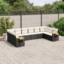 vidaXL 10 részes fekete polyrattan kerti ülőgarnitúra párnákkal kerti bútor