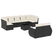 vidaXL 10 részes fekete polyrattan kerti ülőgarnitúra párnákkal (3221825) kerti bútor