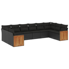 vidaXL 10 részes fekete polyrattan kerti ülőgarnitúra párnákkal (3228001) kerti bútor