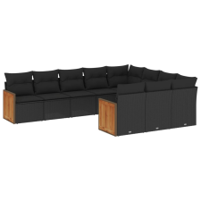 vidaXL 10 részes fekete polyrattan kerti ülőgarnitúra párnákkal (3228015) kerti bútor