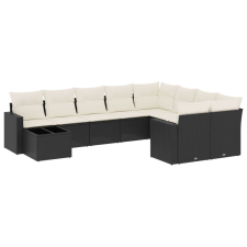 vidaXL 10 részes fekete polyrattan kerti ülőgarnitúra párnákkal (3251793) kerti bútor