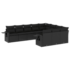 vidaXL 10 részes fekete polyrattan kerti ülőgarnitúra párnákkal (3253022) kerti bútor