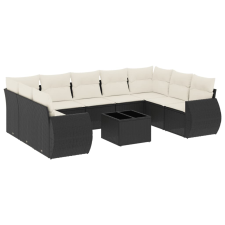 vidaXL 10 részes fekete polyrattan kerti ülőgarnitúra párnákkal (3254143) kerti bútor