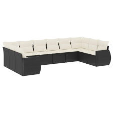 vidaXL 10 részes fekete polyrattan kerti ülőgarnitúra párnákkal (3254203) kerti bútor