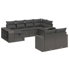 vidaXL 10 részes fekete polyrattan kerti ülőgarnitúra párnákkal (3266235) kerti bútor