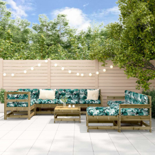 vidaXL 10 részes impregnált fenyőfa kerti ülőgarnitúra párnával kerti bútor