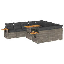 vidaXL 10 részes szürke polyrattan akácfa kerti ülőgarnitúra párnákkal (3327651) kerti bútor