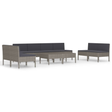 vidaXL 10 részes szürke polyrattan kerti bútorszett párnákkal (3056980) kerti bútor