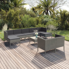 vidaXL 10 részes szürke polyrattan kerti ülőgarnitúra párnákkal kerti bútor