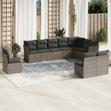 vidaXL 10 részes szürke polyrattan kerti ülőgarnitúra párnákkal kerti bútor