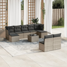 vidaXL 10 részes szürke polyrattan kerti ülőgarnitúra párnákkal kerti bútor